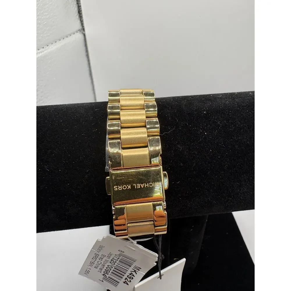 Michael Kors Women Watch Gold Green Dial Roman Numeral Crystal Bezel Nwt Green